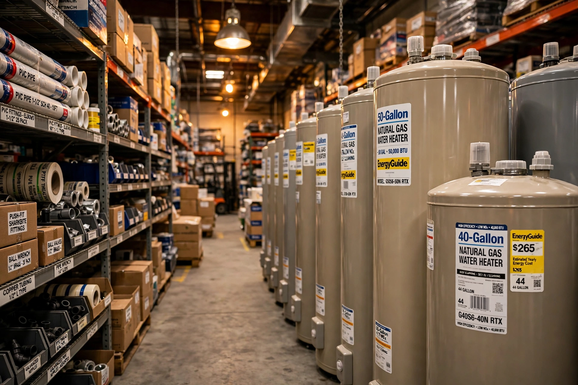 New water heaters ready for installation